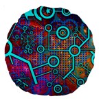 Abstract Tech Galaxy Design Large 18  Premium Round Cushions