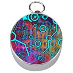 Abstract Tech Galaxy Design Silver Compasses