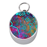 Abstract Tech Galaxy Design Mini Silver Compasses