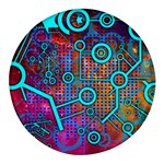 Abstract Tech Galaxy Design Round Glass Fridge Magnet (4 pack)