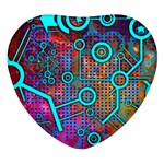 Abstract Tech Galaxy Design Heart Glass Fridge Magnet (4 pack)