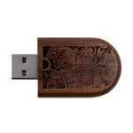 Abstract Tech Galaxy Design Wood Oval USB Flash Drive