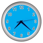 A Blue Sky With A Plane Flying In The Sky Wall Clock (Silver)