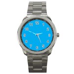 A Blue Sky With A Plane Flying In The Sky Sport Metal Watch