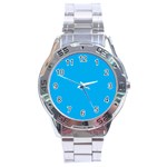 A Blue Sky With A Plane Flying In The Sky Stainless Steel Analogue Watch