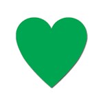 A Green Background With A White Border Heart Magnet