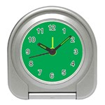 A Green Background With A White Border Travel Alarm Clock