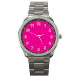 A Pink Background With A Black Border Sport Metal Watch