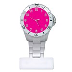 A Pink Background With A Black Border Plastic Nurses Watch