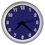 A Blue Background With A Clock On It Wall Clock (Silver)