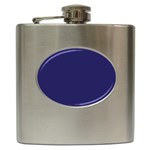 A Blue Background With A Clock On It Hip Flask (6 oz)