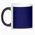 A Blue Background With A Clock On It Morph Mug