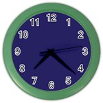 A Blue Background With A Clock On It Color Wall Clock