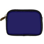 A Blue Background With A Clock On It Digital Camera Leather Case