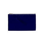 A Blue Background With A Clock On It Cosmetic Bag (Small)