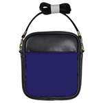 A Blue Background With A Clock On It Girls Sling Bag