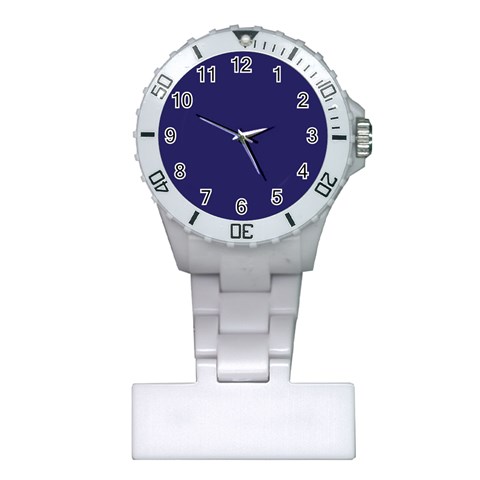 A Blue Background With A Clock On It Plastic Nurses Watch from ArtsNow.com Front