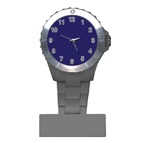 A Blue Background With A Clock On It Plastic Nurses Watch from ArtsNow.com Front