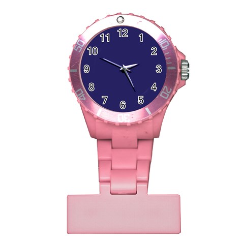 A Blue Background With A Clock On It Plastic Nurses Watch from ArtsNow.com Front