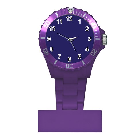 A Blue Background With A Clock On It Plastic Nurses Watch from ArtsNow.com Front