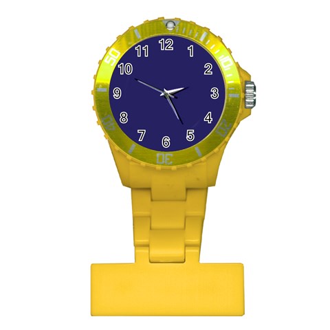 A Blue Background With A Clock On It Plastic Nurses Watch from ArtsNow.com Front