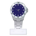 A Blue Background With A Clock On It Plastic Nurses Watch