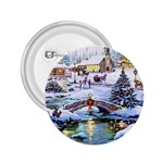 Icy Lights, Art, Christmas, Houses 2.25  Buttons