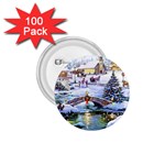 Icy Lights, Art, Christmas, Houses 1.75  Buttons (100 pack) 