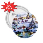 Icy Lights, Art, Christmas, Houses 2.25  Buttons (100 pack) 