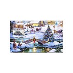 Icy Lights, Art, Christmas, Houses Sticker (Rectangular)