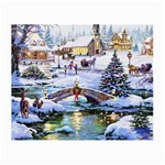 Icy Lights, Art, Christmas, Houses Small Glasses Cloth (2 Sides)