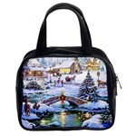 Icy Lights, Art, Christmas, Houses Classic Handbag (Two Sides)