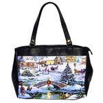 Icy Lights, Art, Christmas, Houses Oversize Office Handbag (2 Sides)