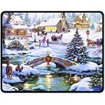 Icy Lights, Art, Christmas, Houses Fleece Blanket (Medium)