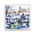 Icy Lights, Art, Christmas, Houses Memory Card Reader (Square)