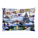 Icy Lights, Art, Christmas, Houses Pillow Case (Two Sides)