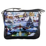 Icy Lights, Art, Christmas, Houses Messenger Bag