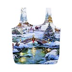 Icy Lights, Art, Christmas, Houses Full Print Recycle Bag (M)