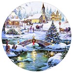 Icy Lights, Art, Christmas, Houses Round Trivet