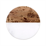 Icy Lights, Art, Christmas, Houses Classic Marble Wood Coaster (Round) 