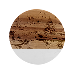 Icy Lights, Art, Christmas, Houses Marble Wood Coaster (Round)