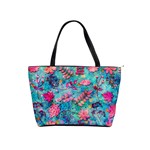 Pink On Blue Leaves Classic Shoulder Handbag