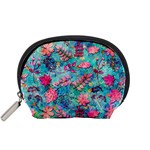 Pink On Blue Leaves Accessory Pouch (Small)