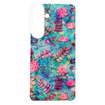 Pink On Blue Leaves Samsung Galaxy S24 6.2 Inch TPU UV Case