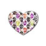 Sugar Skulls - Floral Rubber Heart Coaster (4 pack)