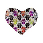 Sugar Skulls - Floral Standard 16  Premium Heart Shape Cushions