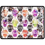 Sugar Skulls - Floral Two Sides Fleece Blanket (Large)