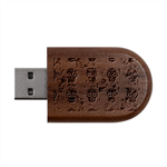 Sugar Skulls - Floral Wood Oval USB Flash Drive