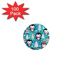 Blue Penguin Pattern, Adoxali, Christmas, Cute 1  Mini Magnets (100 pack) 