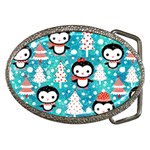 Blue Penguin Pattern, Adoxali, Christmas, Cute Belt Buckles